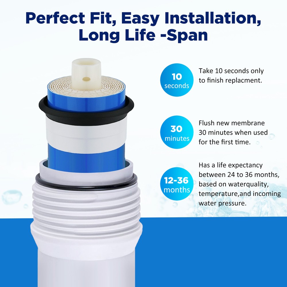50/75 GPD RO Membrane Water Filter Household Reverse Osmosis System Replacement