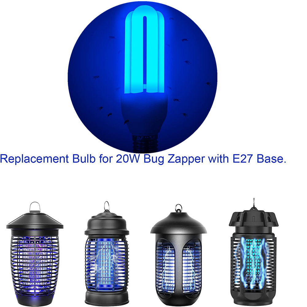 2 Pack 3U 20W Replacement Bulbs for 20W Bug Zapper with E27 Base Universal new