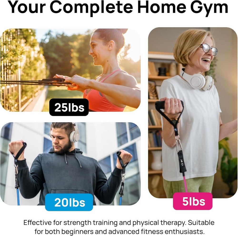 Resistance Band Set 150 LBS Stackable Workout Bands Strength Training Yoga