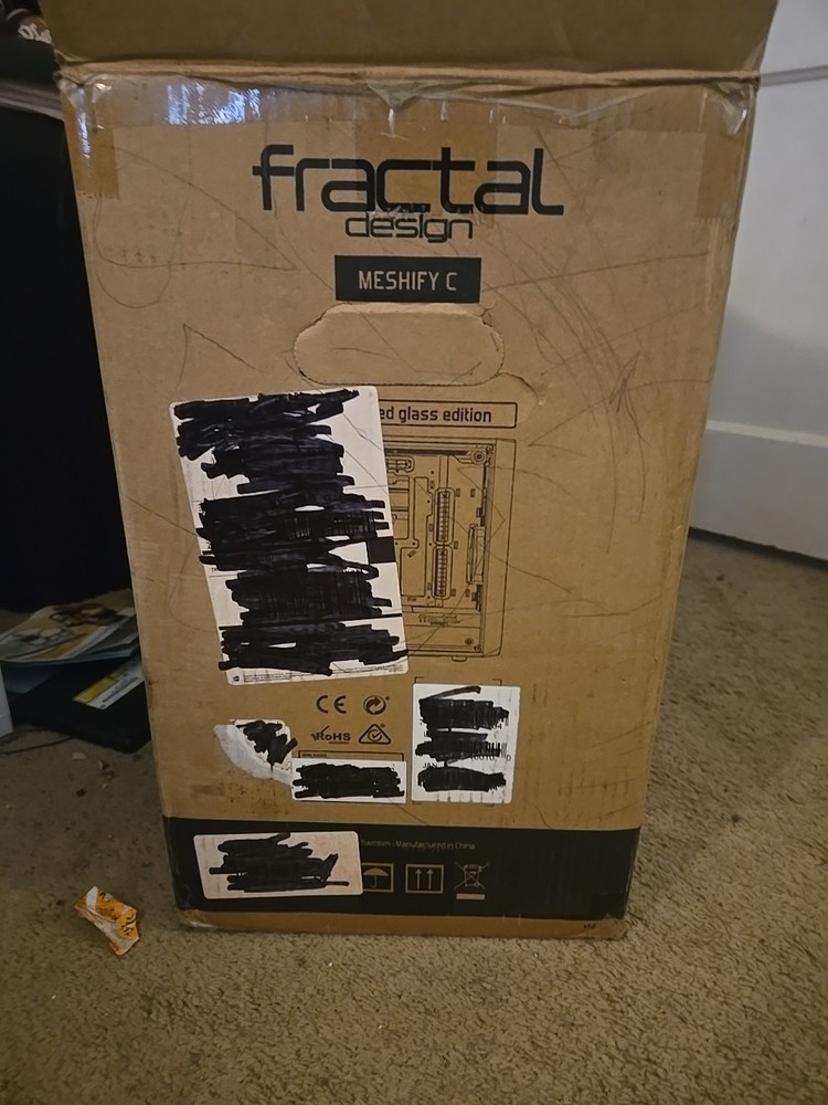 Fractal Design Meshify C White Tempered Glass Computer Case Open Box Never Used.