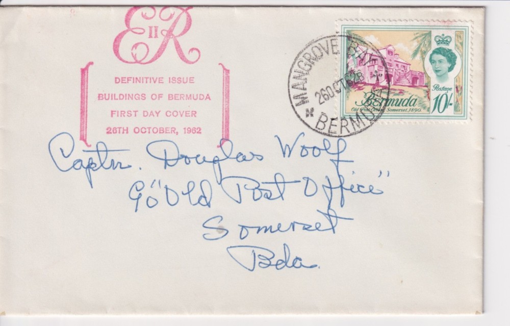 BERMUDA 1962 10/= DEFINITIVE ON PLAIN FIRST DAY COVER.