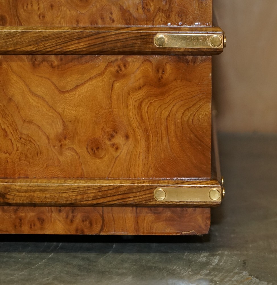 EXTRA LARGE BURR WALNUT SOLID CHEST TRUNK WITH HIDDEN BOTTOM STORAGE MUST SEE