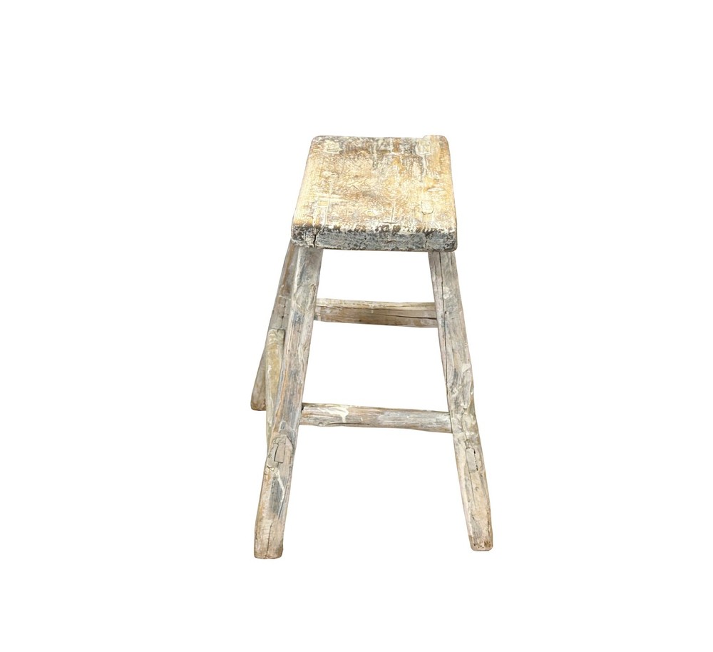 Rustic Raw Rough Wood Grain Rectangle Slim Stool Bench Side Table ws4613