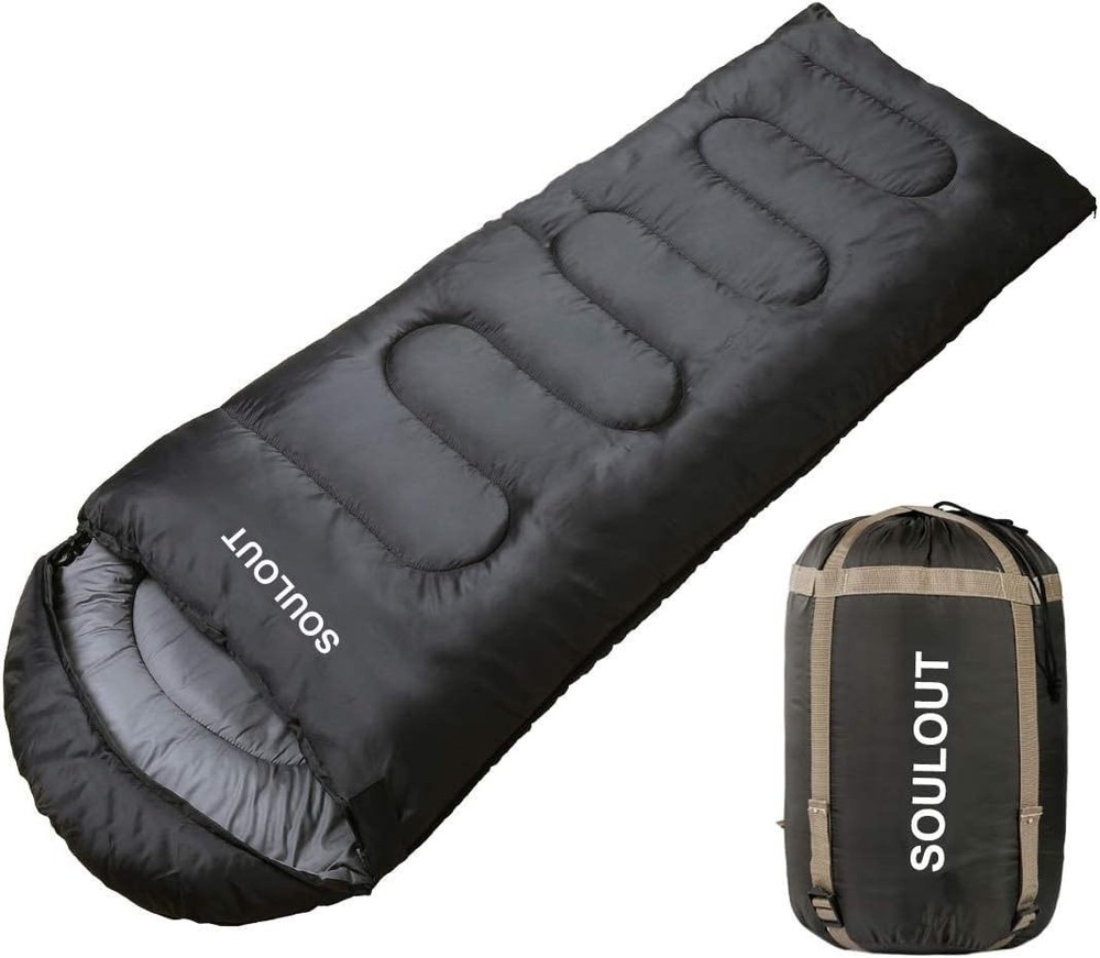 Spacious Rectangular Sleeping Bag - Waterproof & Machine Washable for Outdoors