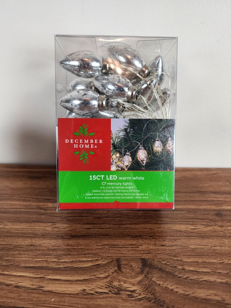 December Home 8ft C7 Mercury Lights 3 Light Function Switch 15ct LED