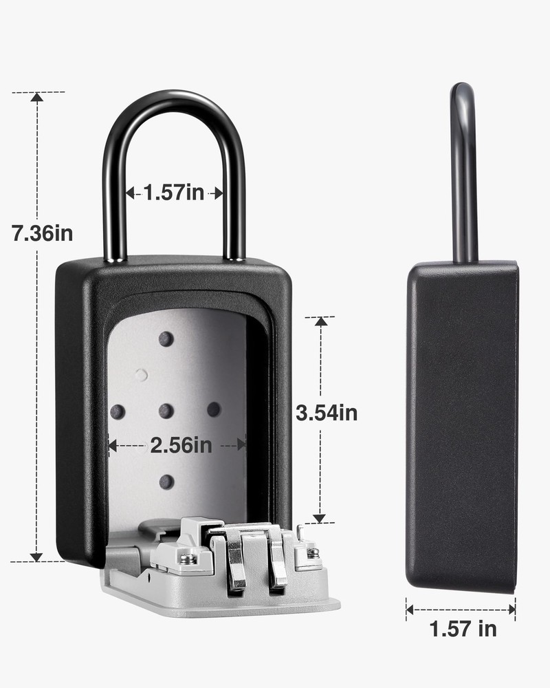 Lock Box, Large Key Lock Box Resettable Combination Code Lockbox, Portable Wa...