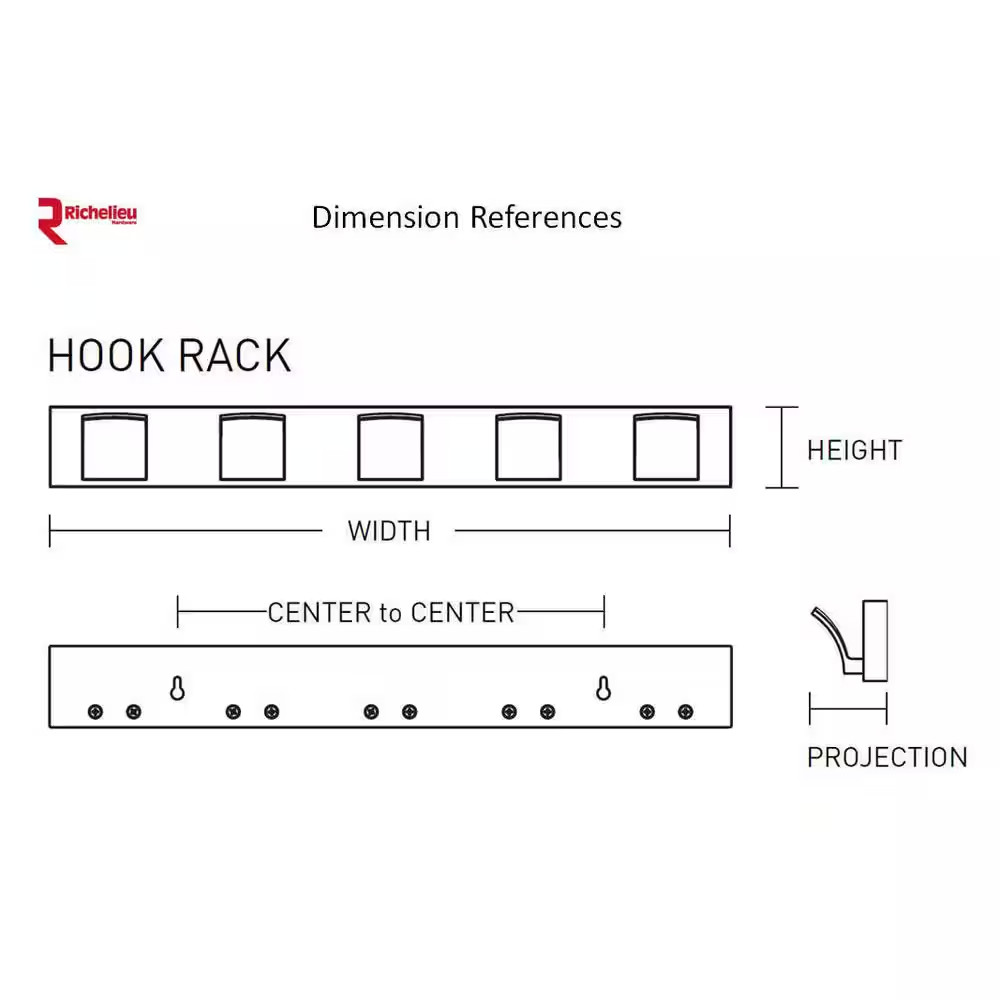 24 In. (610 Mm) Cherry and Matte Black Classic Hook Rack