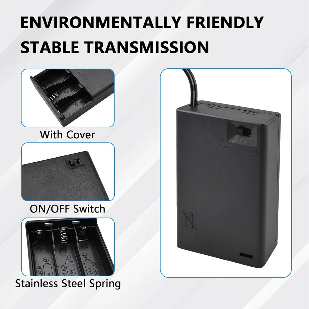 SDTC Tech 3 AA Battery Holder, USB Female Socket 3 AA Battery Case Box Holder 4.