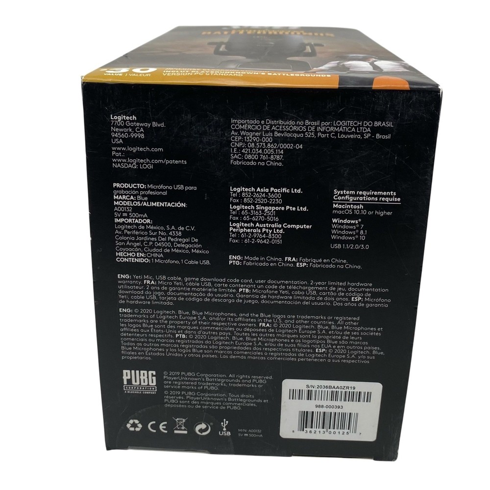 Blue Yeti Blackout & Playerunknown's Battlegrounds PUBG Bundle USB Microphone