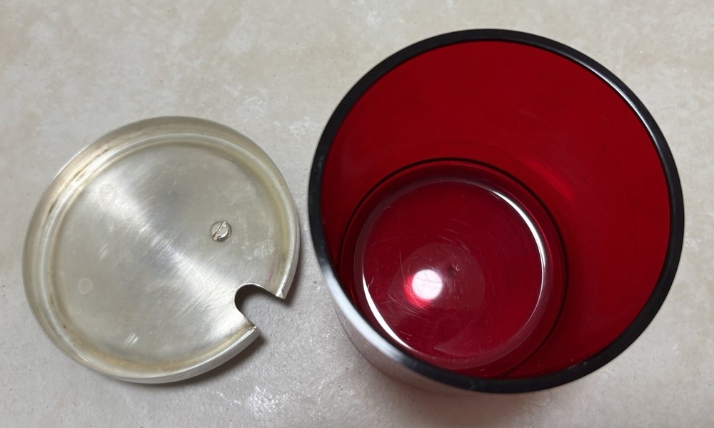 FB Rogers Silver Plate Snare Drum Condiment Red Jar