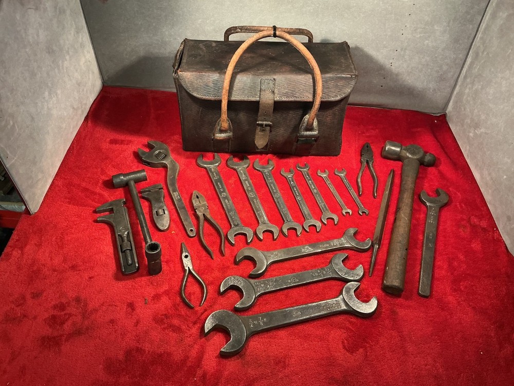 British Military Army Commercial Vehicle Tool Kit Leather Bag Whitworth Spanners