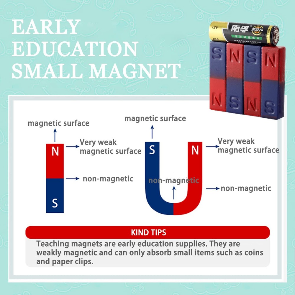 2 Pack Bar Magnet for Kids Science Experiment Education