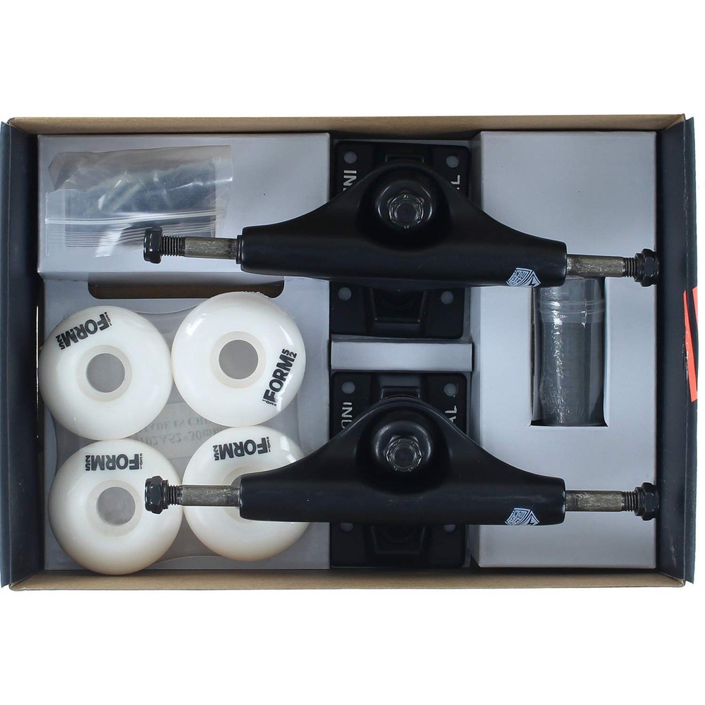Independent Component Pack 4.75 Black/Black with 52mm White Wheels