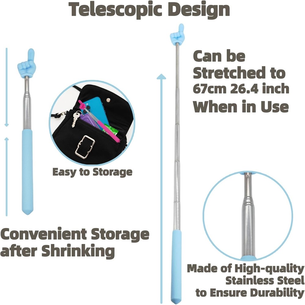 4 PCS Extendable Pointer Finger Stick - Bright Colored Telescopic Teachers Point