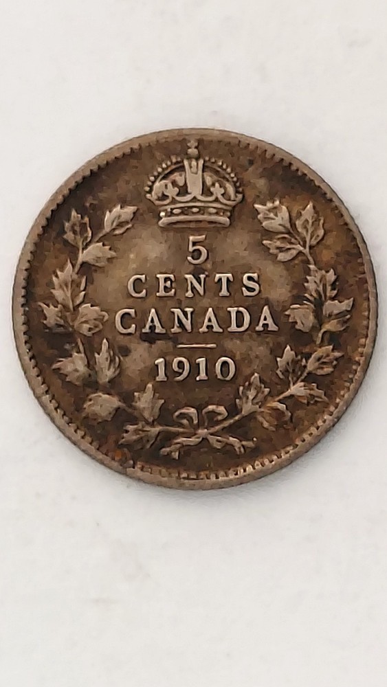1910 Canada, 5 Cent Silver, .925 Silver