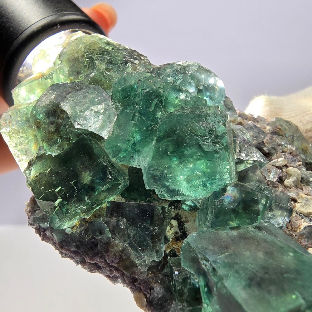Large Phantom Fluorite Cube Stepped Green Okorusu Namibia 105*45*36mm