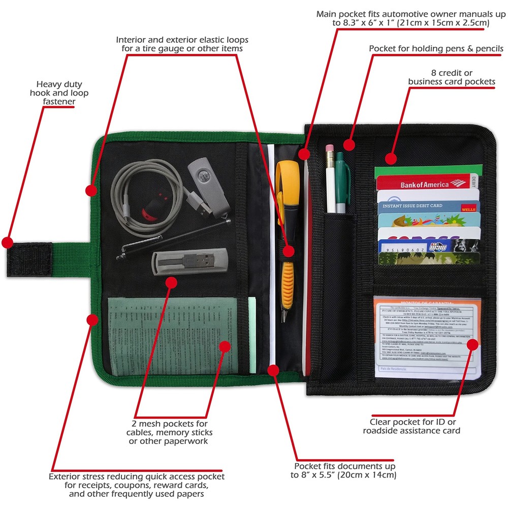 Car Document Organizer - Vehicle Storage Wallet for Registration & Insurance