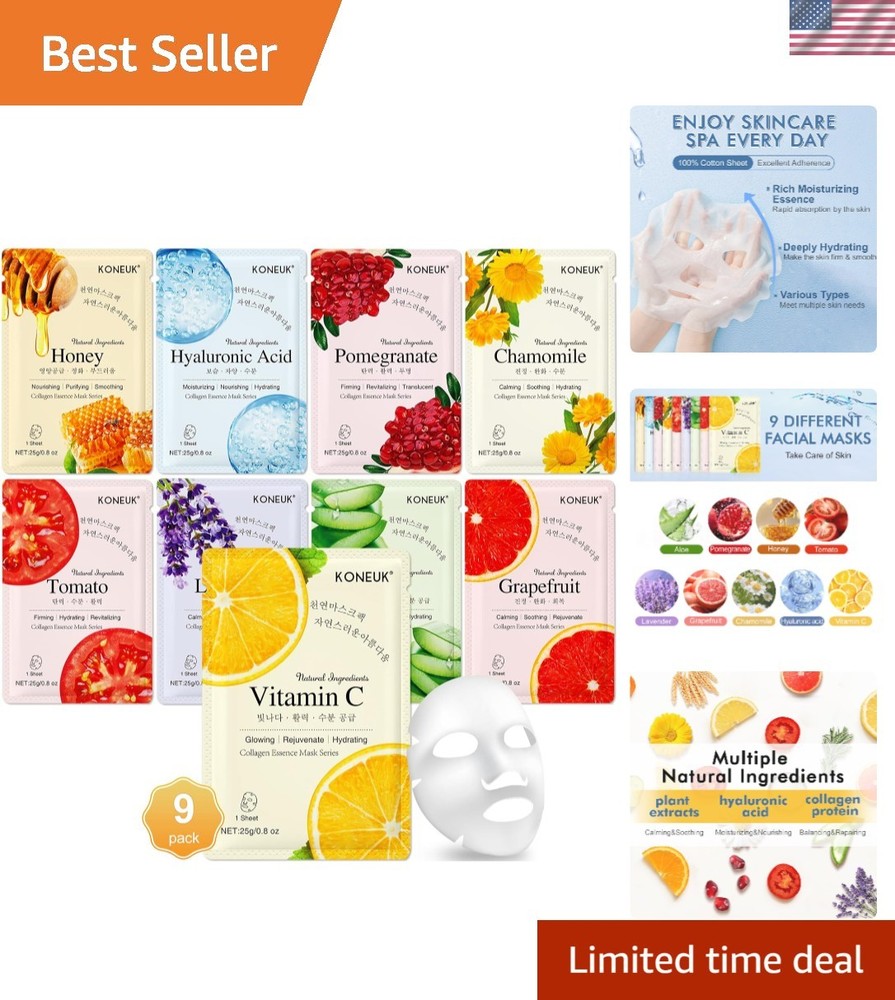 Gift-Ready 9 Pack Face Masks – Plant-Based Profound Hydration for All Skin Types