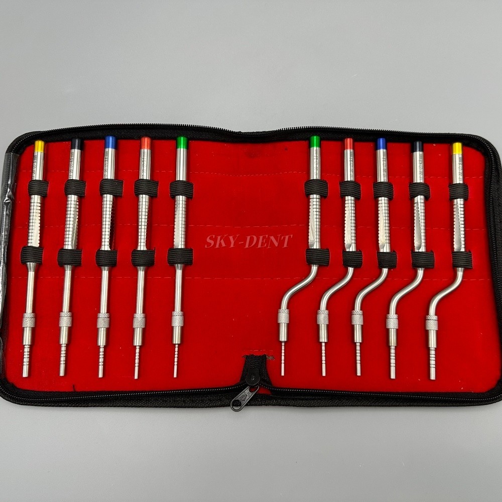 10Pcs Sinus Osteotomes Set Sinus Lift Elevator Dental Implant Tools Concave Tip