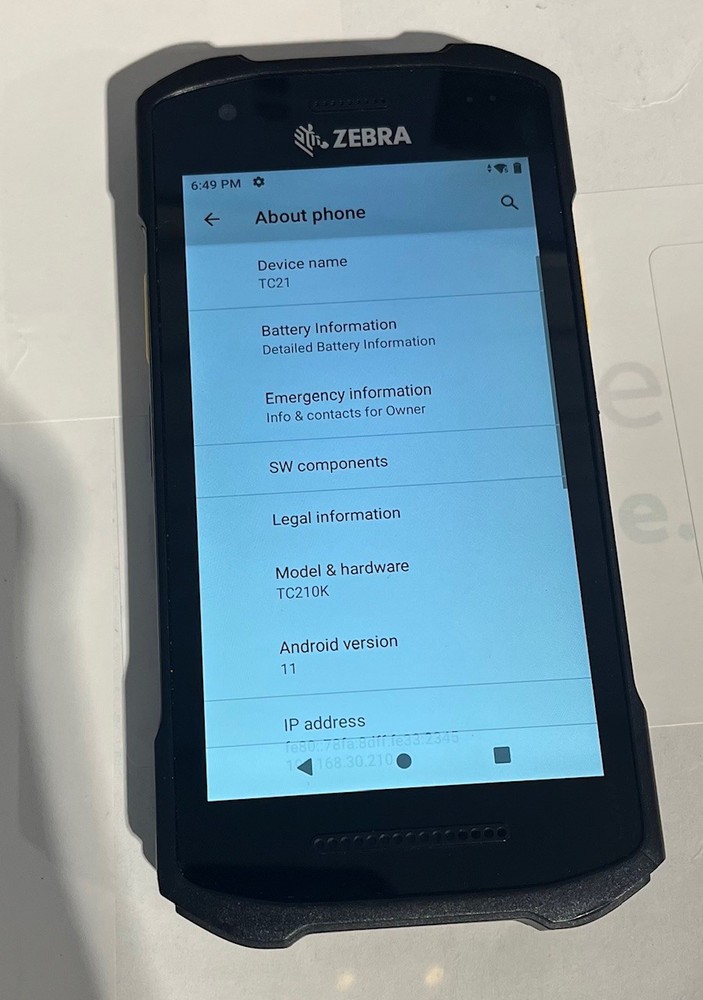 Zebra TC210K Mobile Barcode Scanner WiFi Touchscreen w/Battery