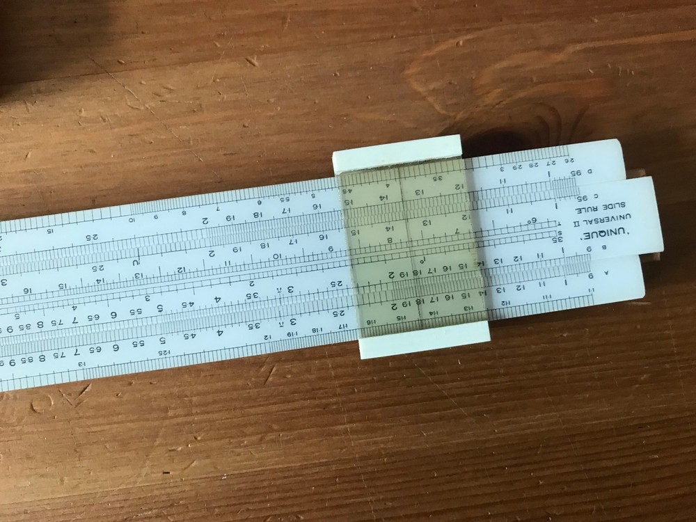 Unique Universal II Slide-rule with case , Vintage