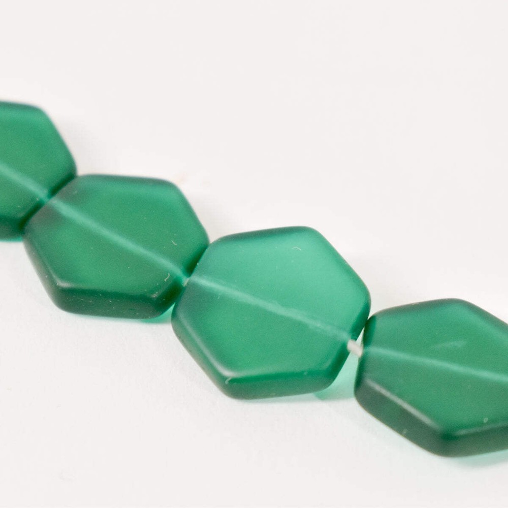 Green Czech Hexagonal Beads