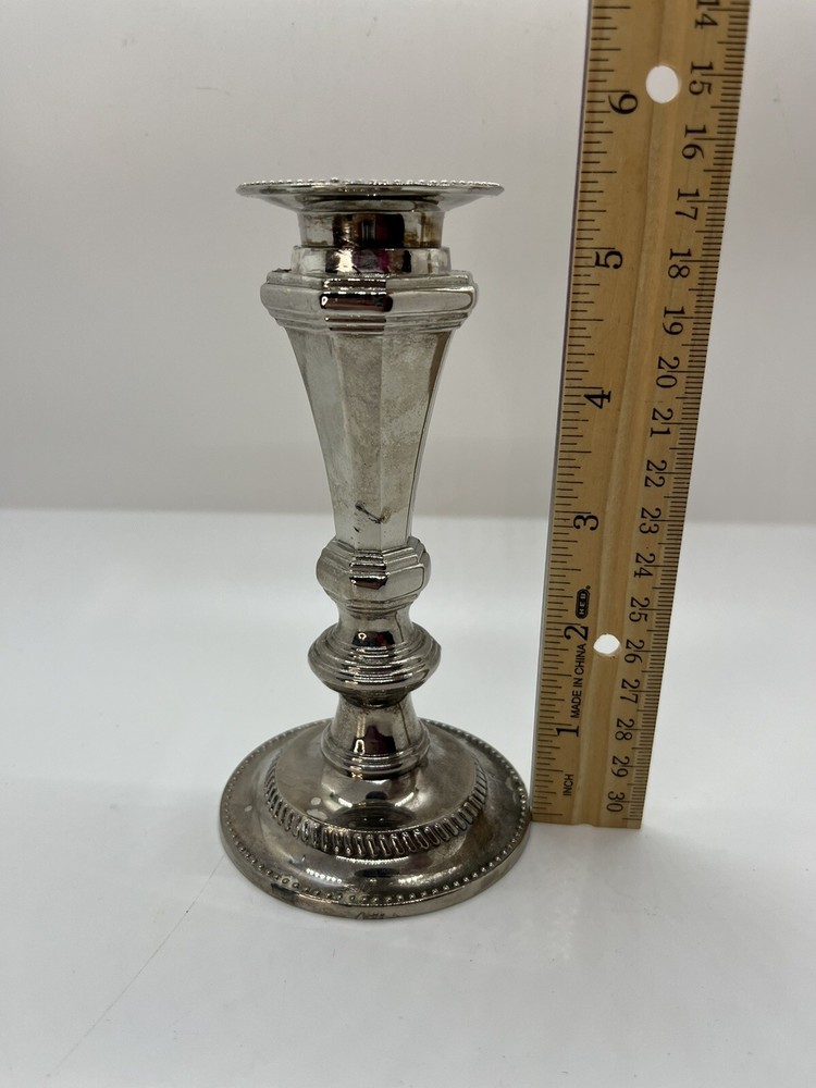 Vintage Silver Tone Candlestick Cottage Core Granny Core