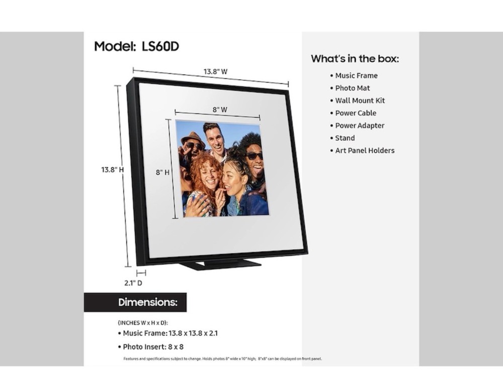 Samsung Music Frame Wireless Smart Speaker with Bluetooth Black New