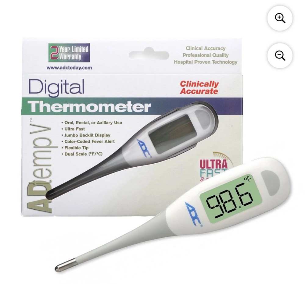 NEW ADC Digital Thermometer, Flexible Tip and Large Quick Read LCD Display