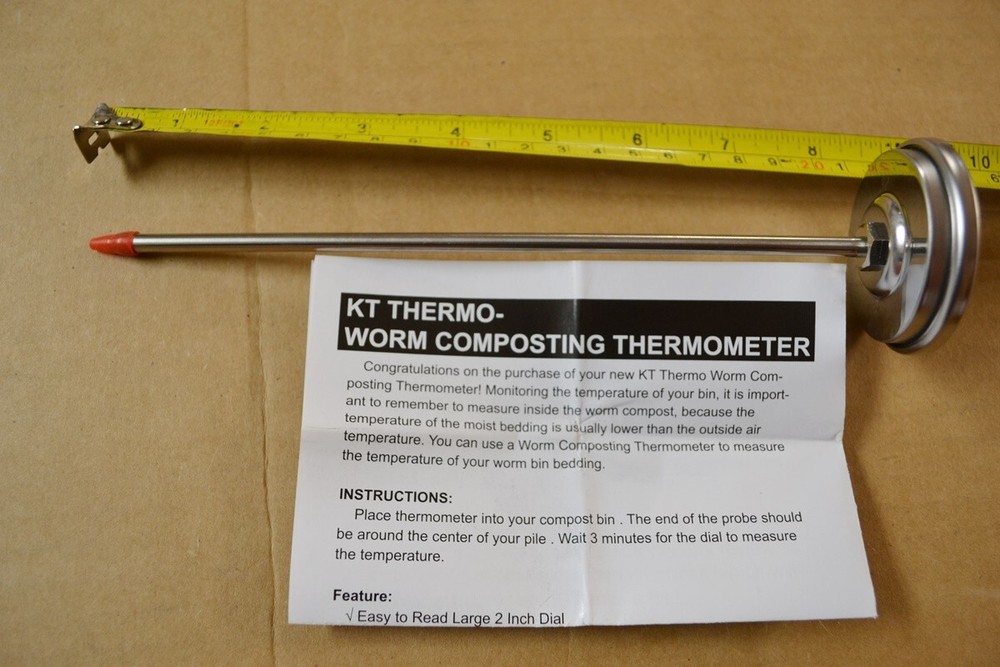 Earthworm - Worm Soil/Composting Thermometer, 2” Dia, Longer 8” Probe