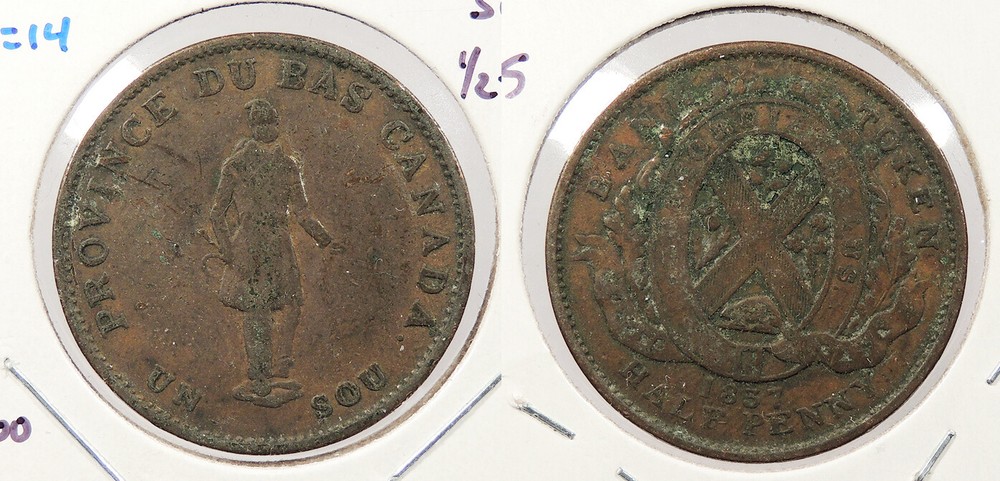 CANADA Lower Canada 1837 Halfpenny (Sou) Token #WC97740