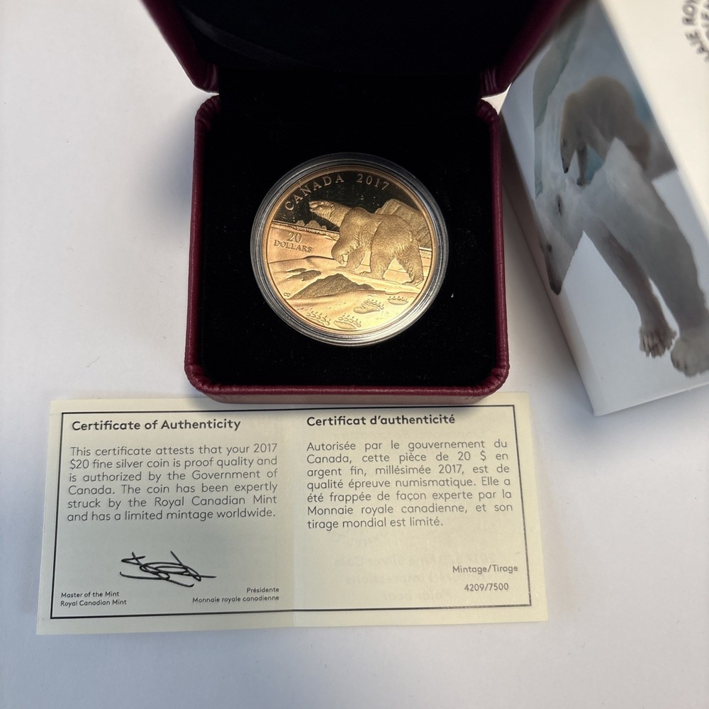 2017 $20 FINE SILVER COIN – NATURE'S IMPRESSIONS: POLAR BEAR