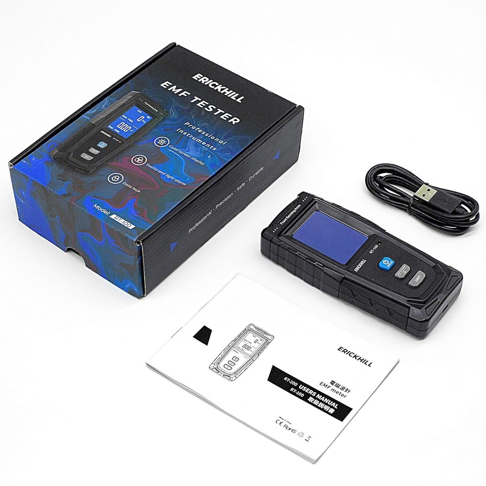 ERICKHILL EMF Meter, Detects Electric and Magnetic Fields, Not RF, Handheld Digi