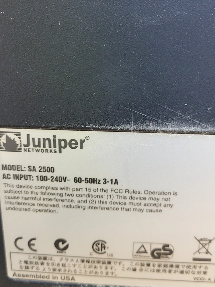 JUNIPER SA 2500 Secure Access Appliance SEE NOTES