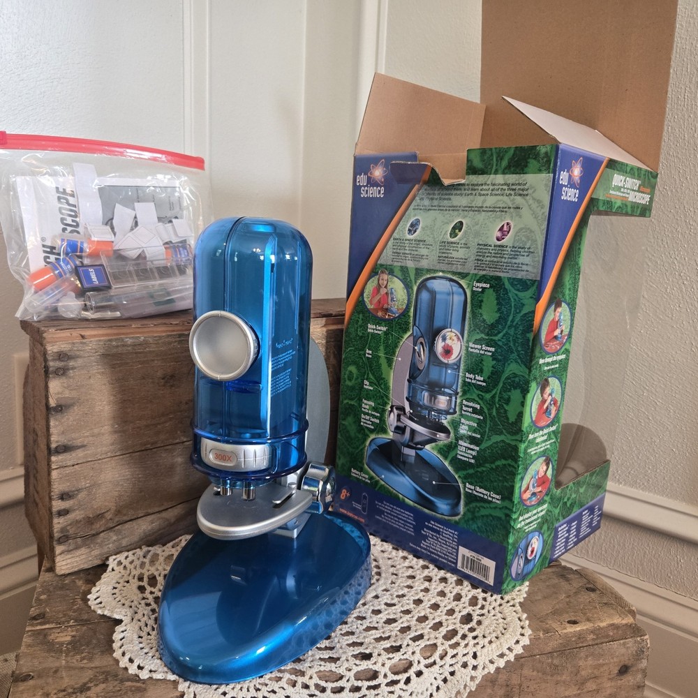 Vintage Edu Science Quick-Switch Microscope (Blue) Battery Operated-Used Once!!
