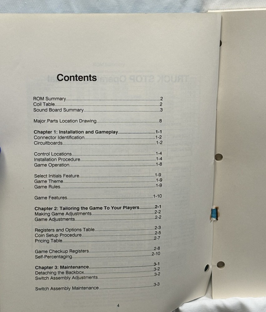 ORIGINAL-BALLY-TRUCK STOP-OPERATING MANUAL
