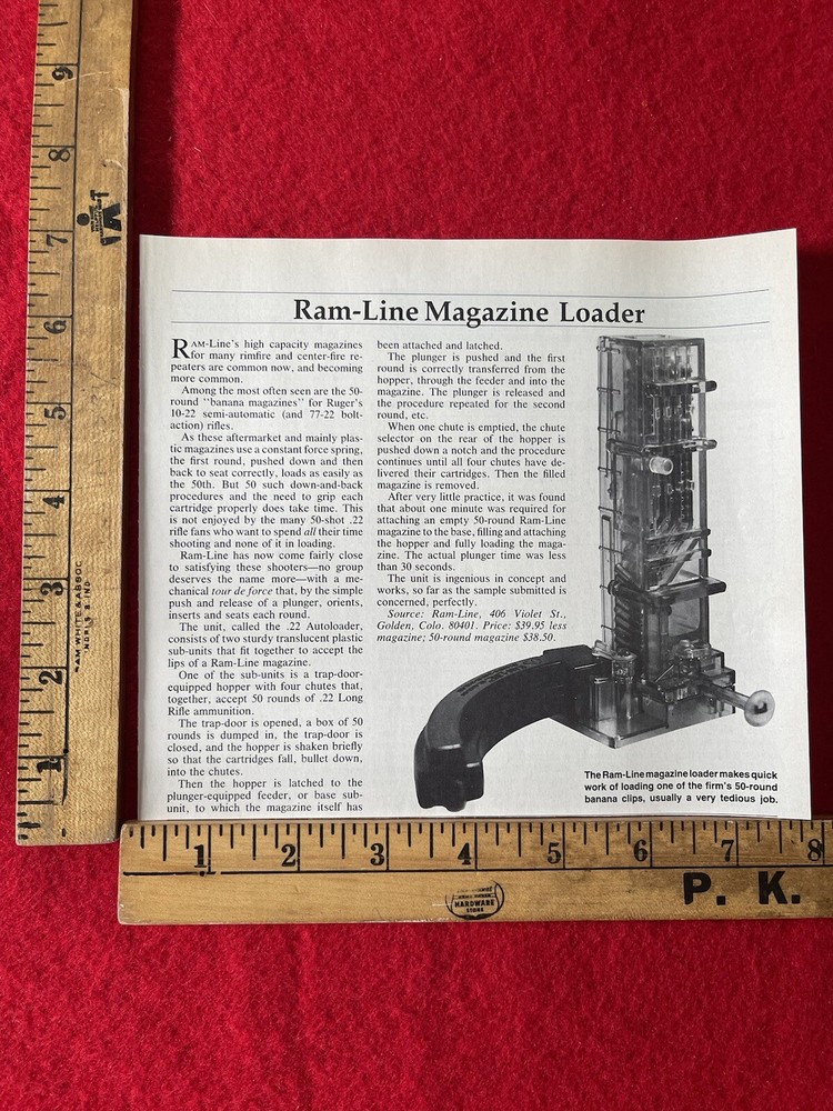 VTG 1987 Magazine Article/Print Ad Ram Line Magazine Loader Descriptive Article