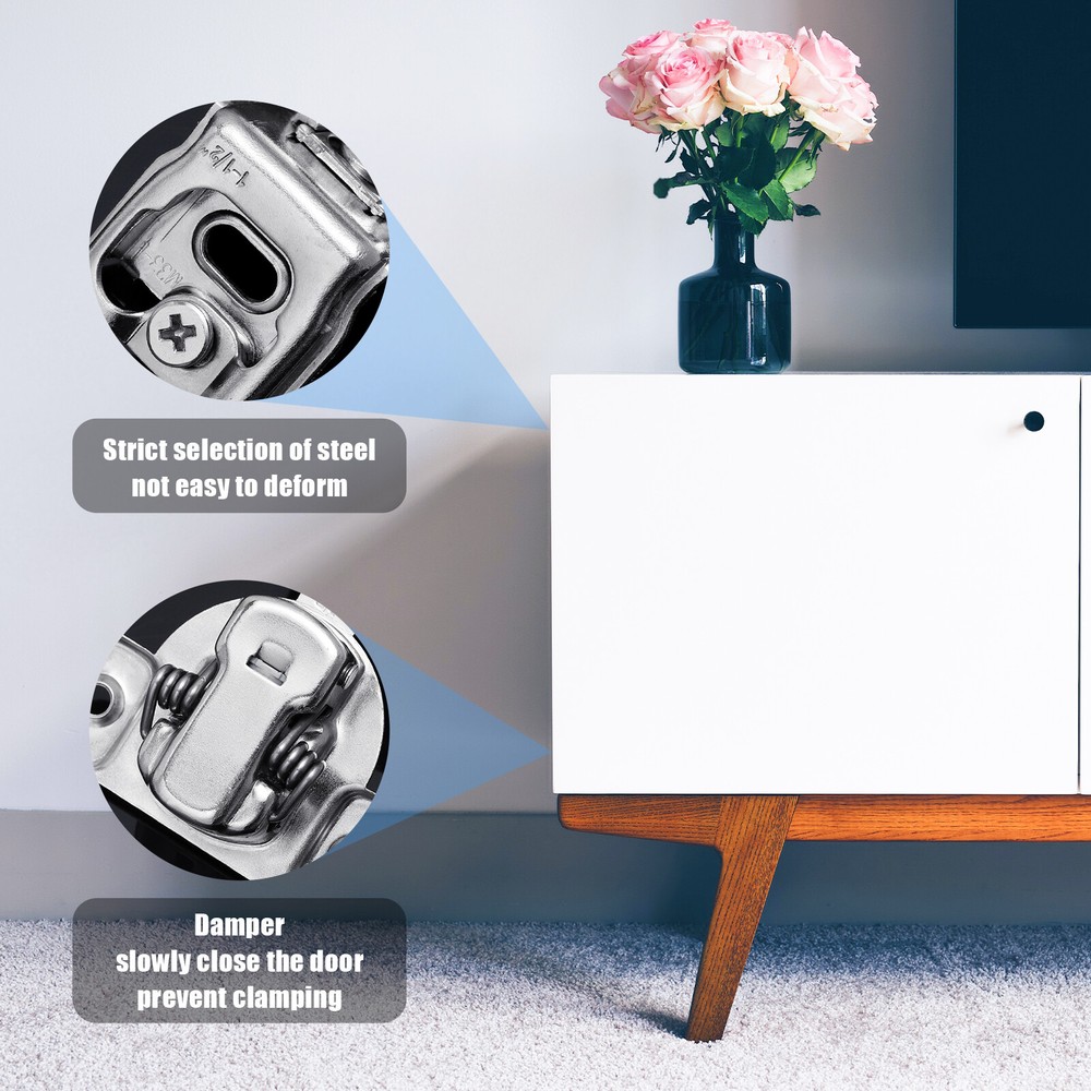 20 Pack 1/2" Overlay Soft Close Face Frame 105° Compact Cabinet Hinges Handware