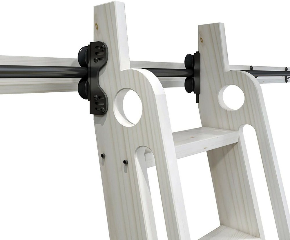 Stand Up Black Rolling Library Hardware,Tensible Sliding Roller(No Ladder)