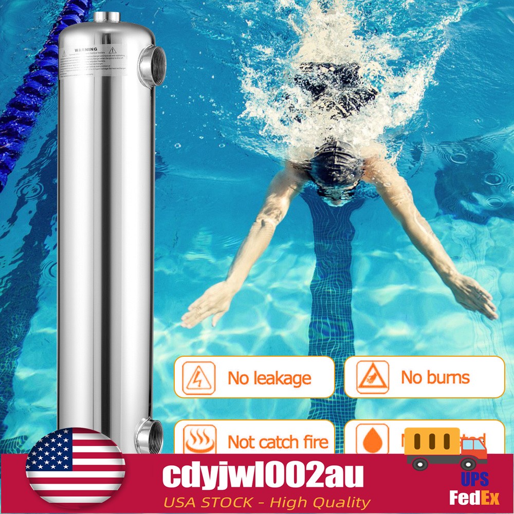 Pool Heat Exchanger Tube 200K Same Side 1"+ 1 1/2"FPT FAST 304 Stainless Steel