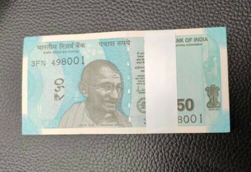 India, 50 Rupees x 50 Pcs, Bundle,New Issue Banknote, UNC