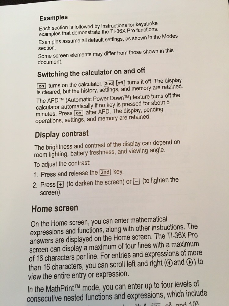 TI-36X Pro scientific calculator - Printed & Bound Manual