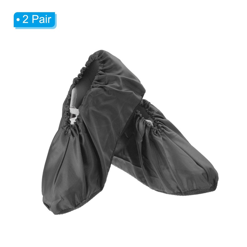 2 Pair Reusable Shoe Covers, Washable Thickened Boot Shoe Covers, Black