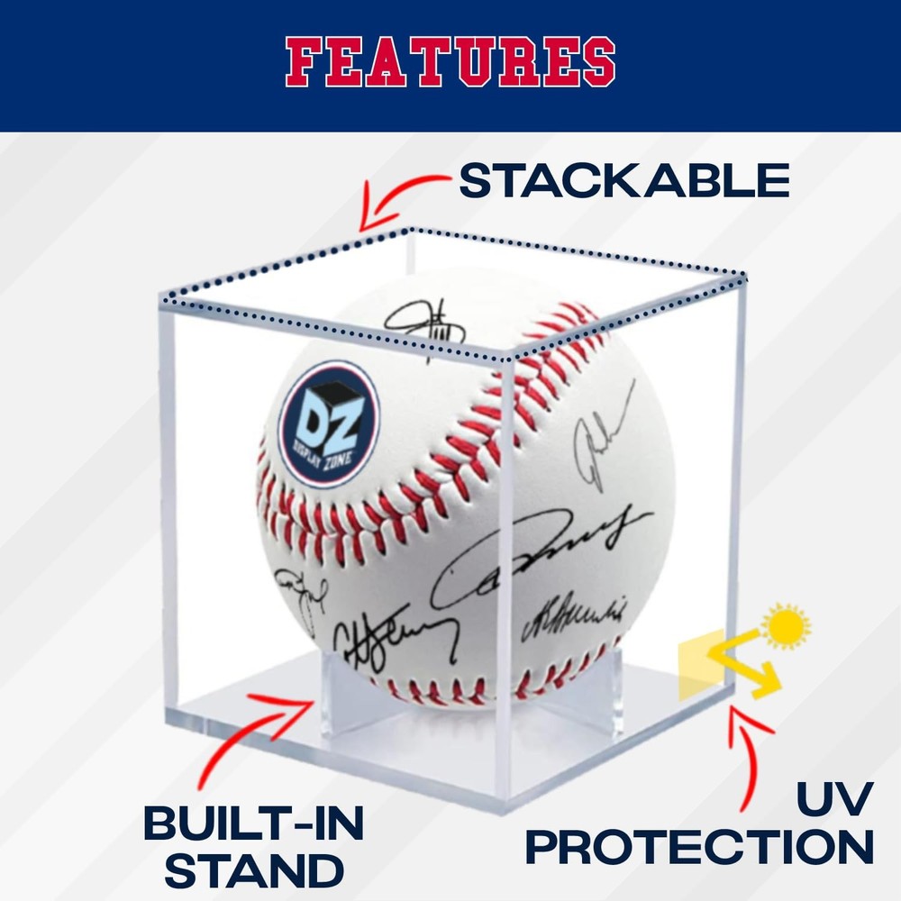2 Count Baseball Cube - Crystal Clear UV Protected Acrylic Display Case Box -...