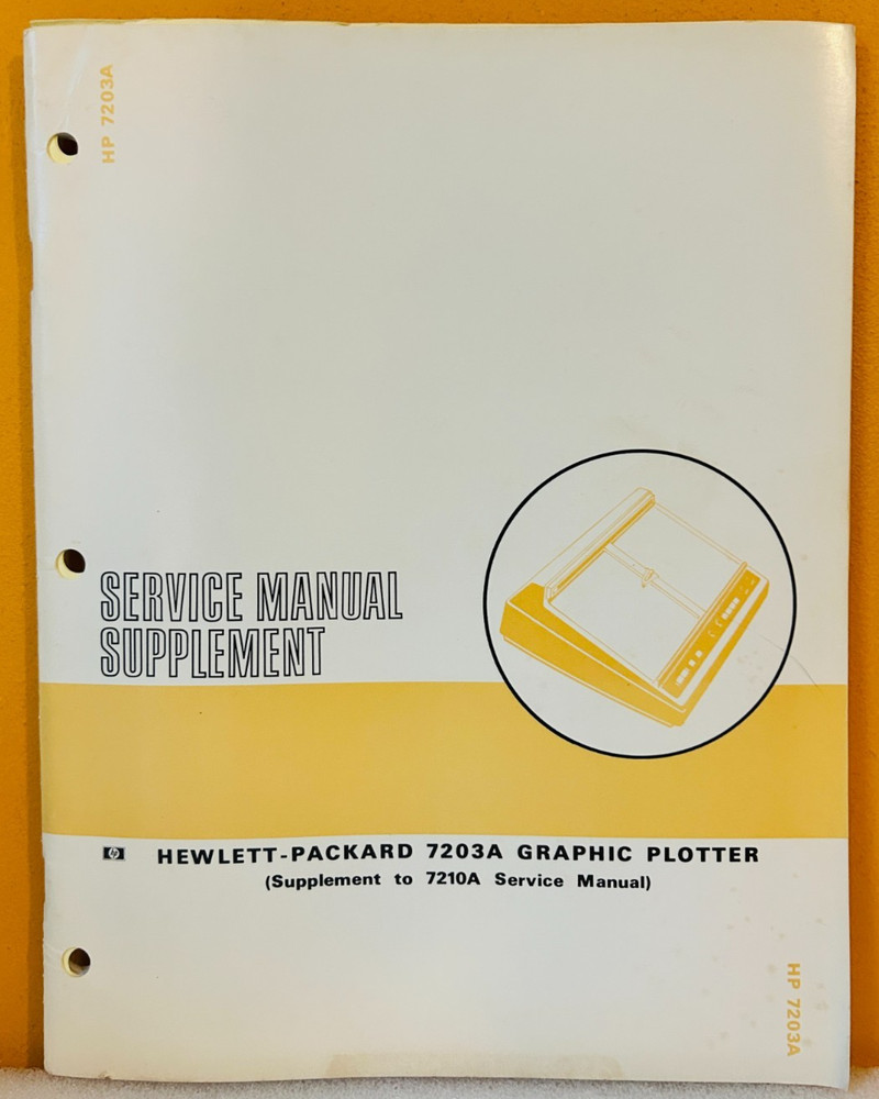 HP 07203-90001 Model 7203A Graphic Plotter Service Manual Supplement.