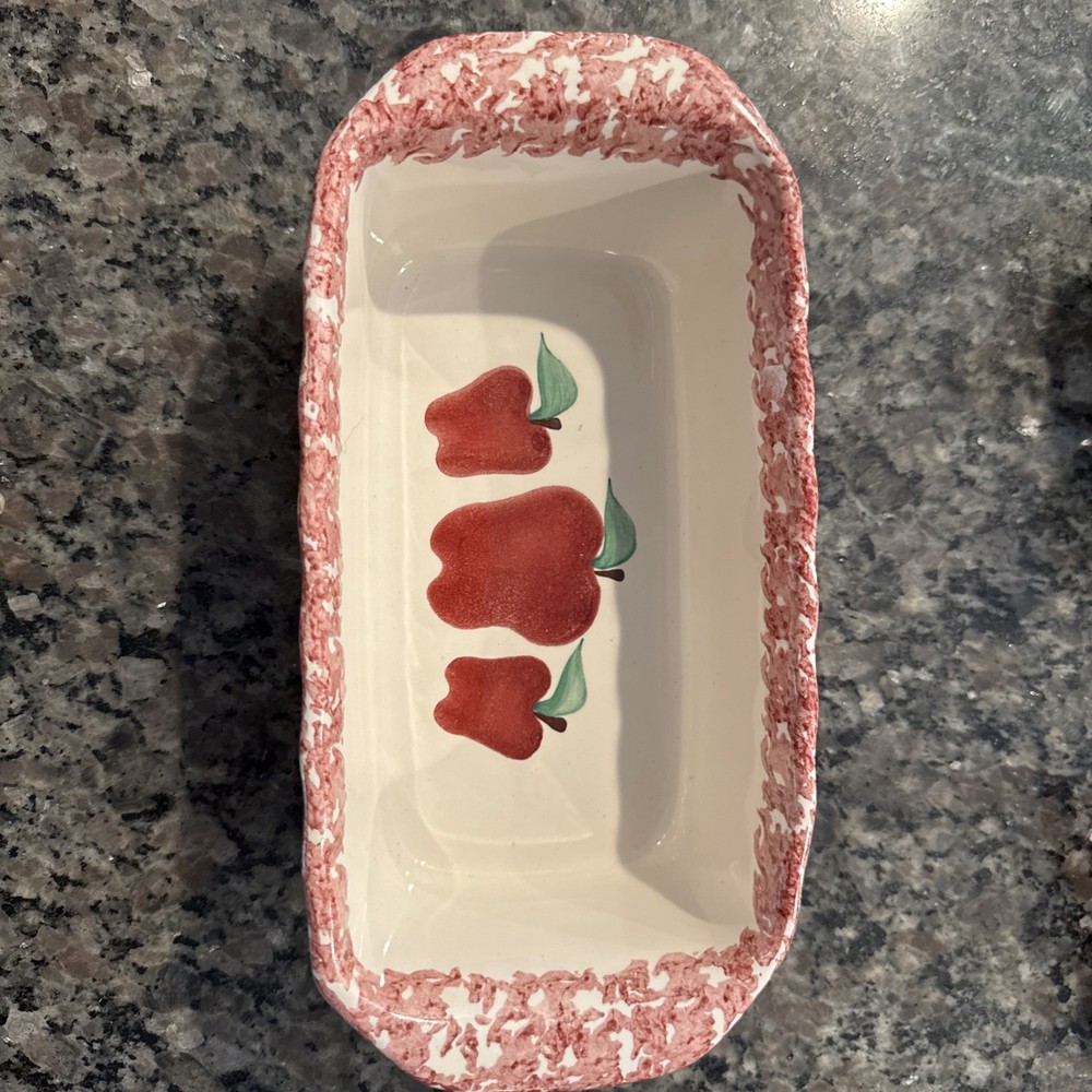 Vintage 1996 Neher Stoneware Apple Loaf Pan