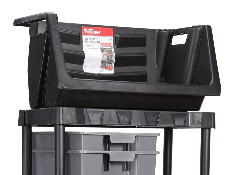 Heavy Duty Nesting Plastic Stack Bin, Black