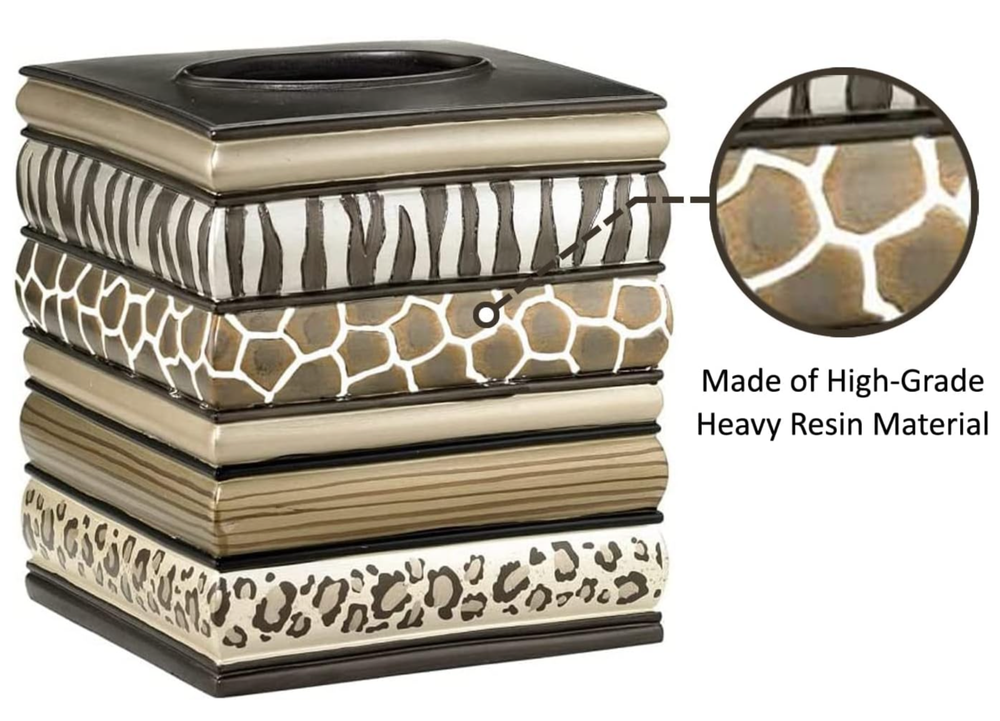 Safari Stripes Tissue Box, Chocolate, New In Open Box