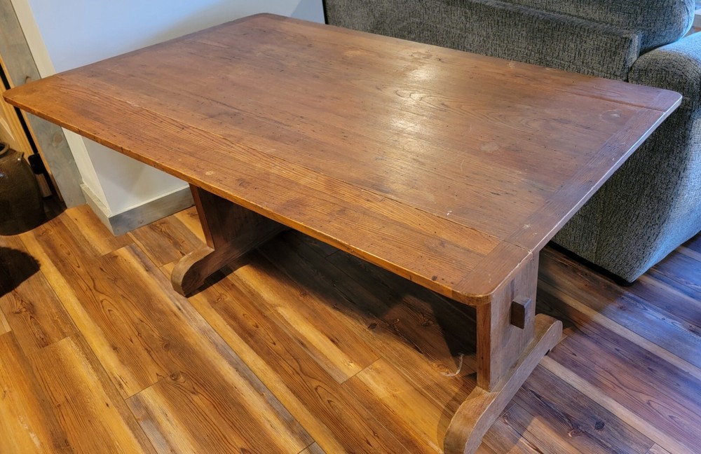 Vintage Handmade Wormy Chestnut Farmhouse/Cabin Drop Leaf Dining Table