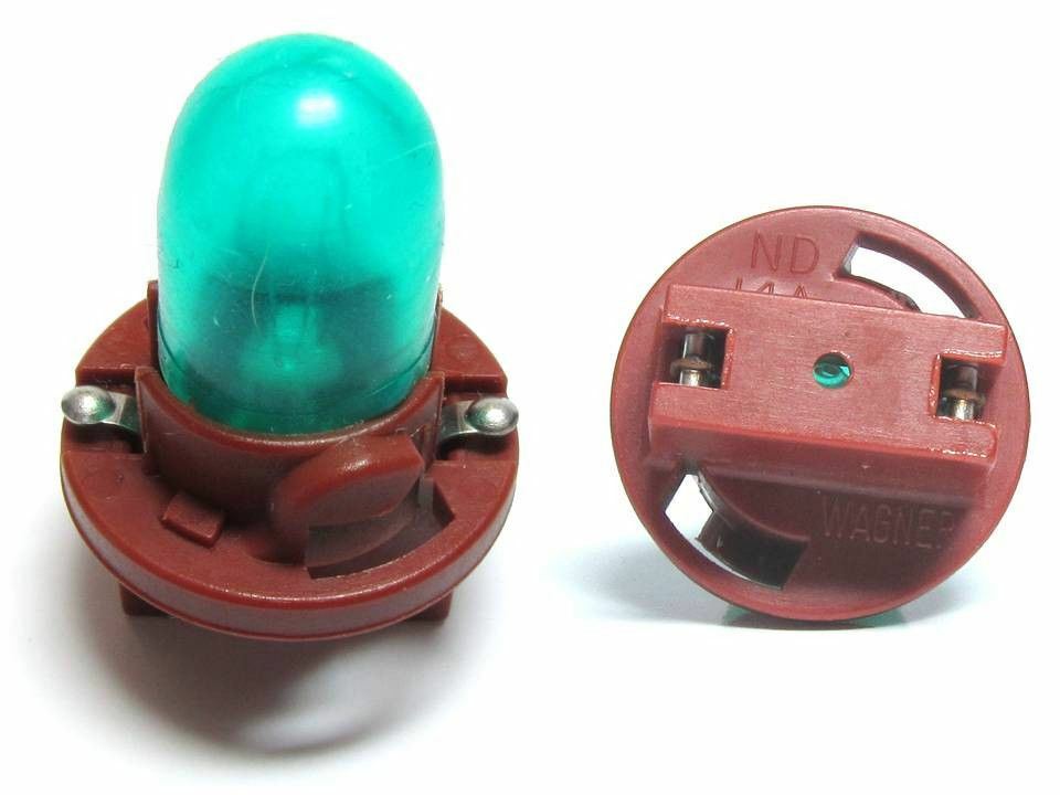 Single Unit Wagner T10 Brown Socket Speedometer Light Bulb Green Cap
